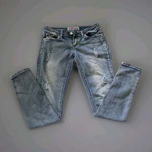 1st‎ Kiss Jeans Distressed Rhinestone Skinny Y2K Bling Denim Size 5 Festival